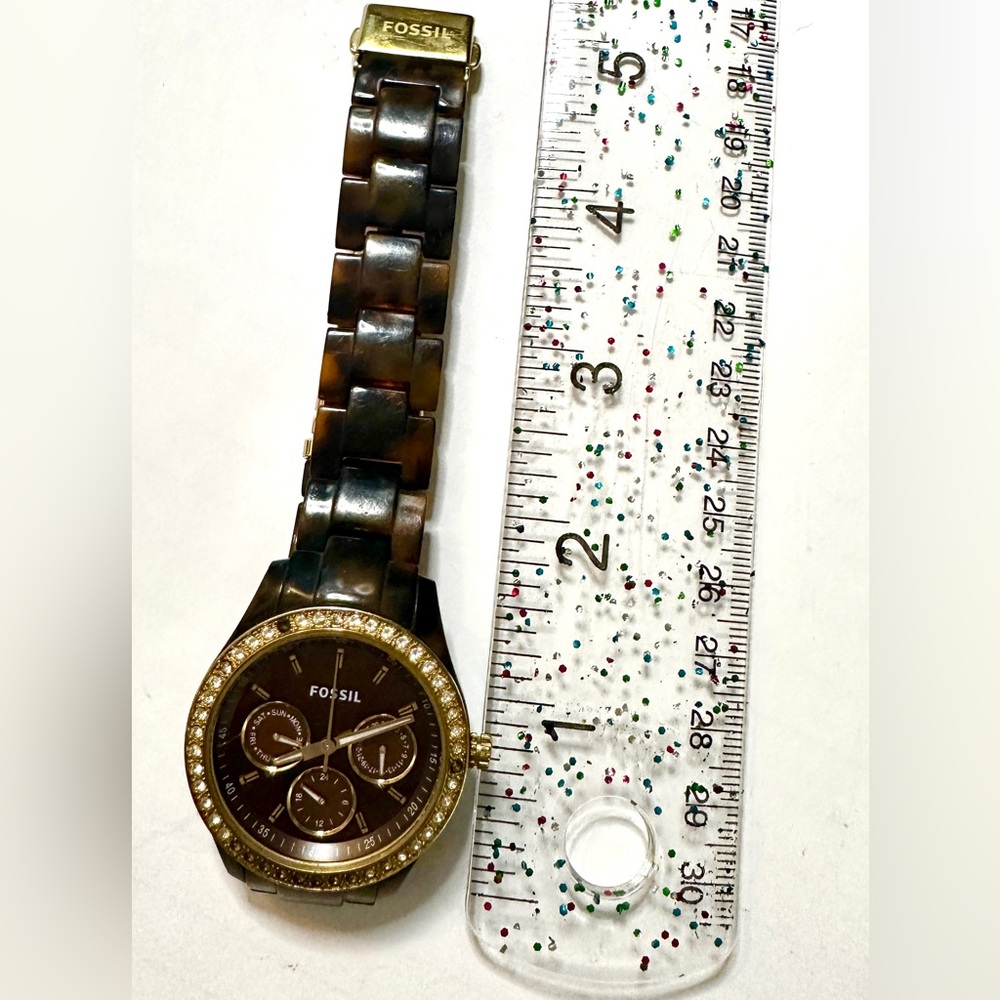 Fossil Multifunction Tortoiseshell Watch Gold-Ton… - image 2